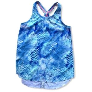 Ivivva Lululemon Girls Tranquil Blue Racerback Vented Laser Cut Tank Size 12